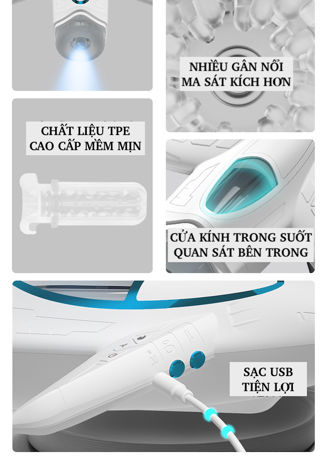 Âm đạo giả máy bay thương mại rung thụt toả nhiệt 42 độ
