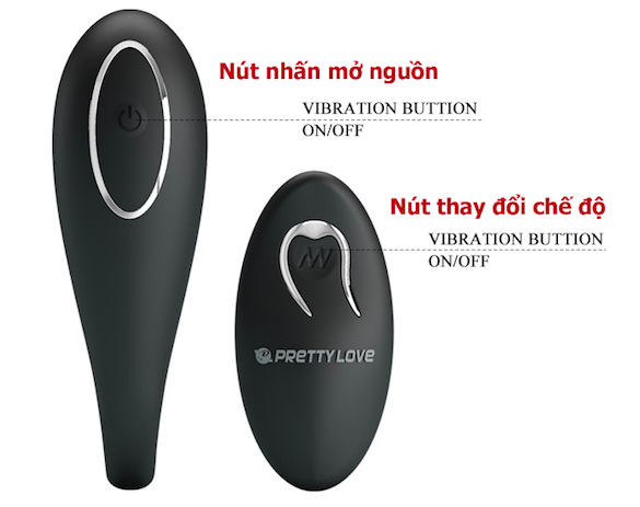 Trứng rung tình yêu 2 đầu Prettylove Algernon máy massage điểm G không dây