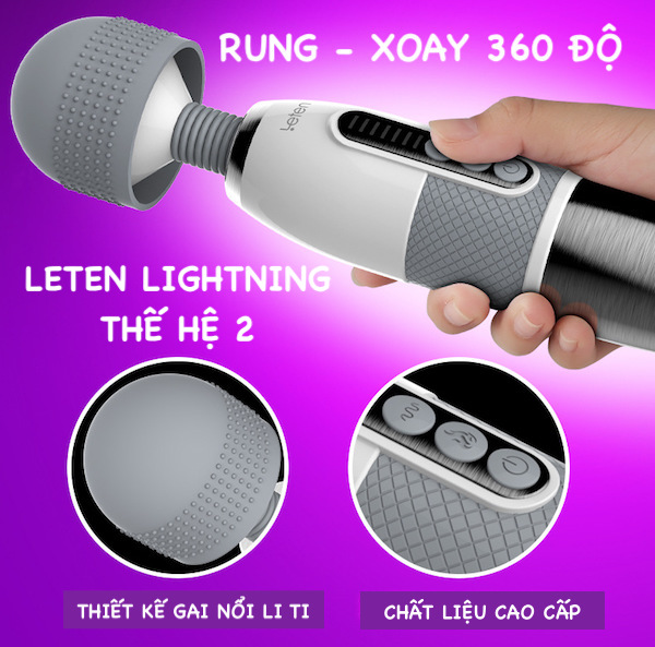 Leten Lightning thế hệ 2 massage toàn thân nhiều tần số rung, phát nhiệt