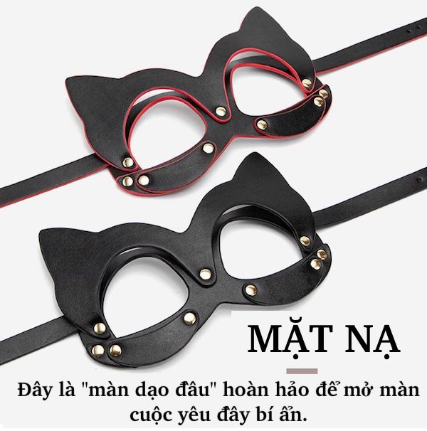 Bộ đồ chơi 8 món bạo dâm BDSM cao cấp sang trọng màu đen đỏ cực đẹp