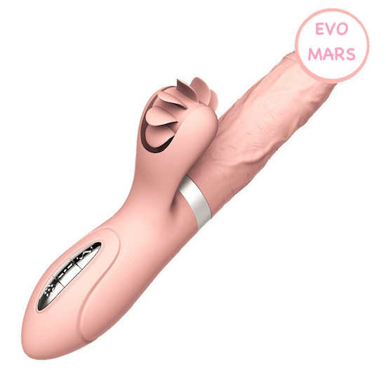 Dương vật cao cấp rung thụt tỏa nhiệt kết hợp lưỡi liếm siêu mềm - Vibrator Evo Mars