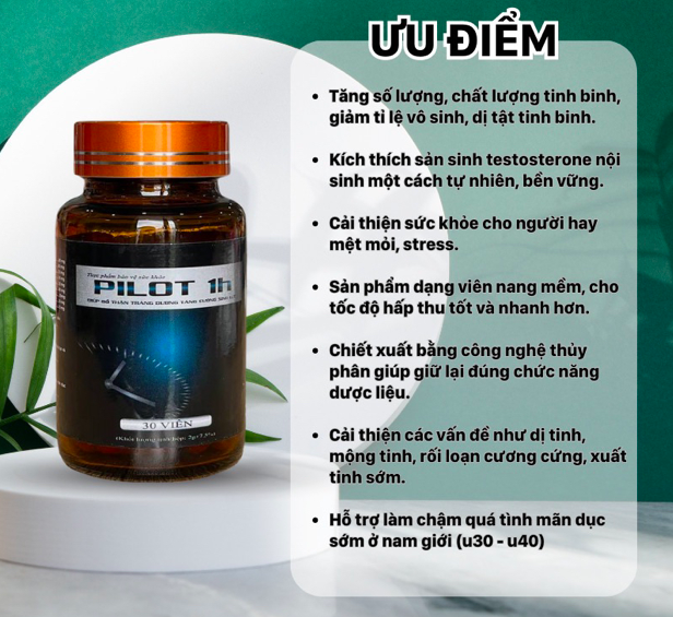 Viên uống Pilot 1h bổ thận tráng dương chiết xuất thảo mộc tự nhiên