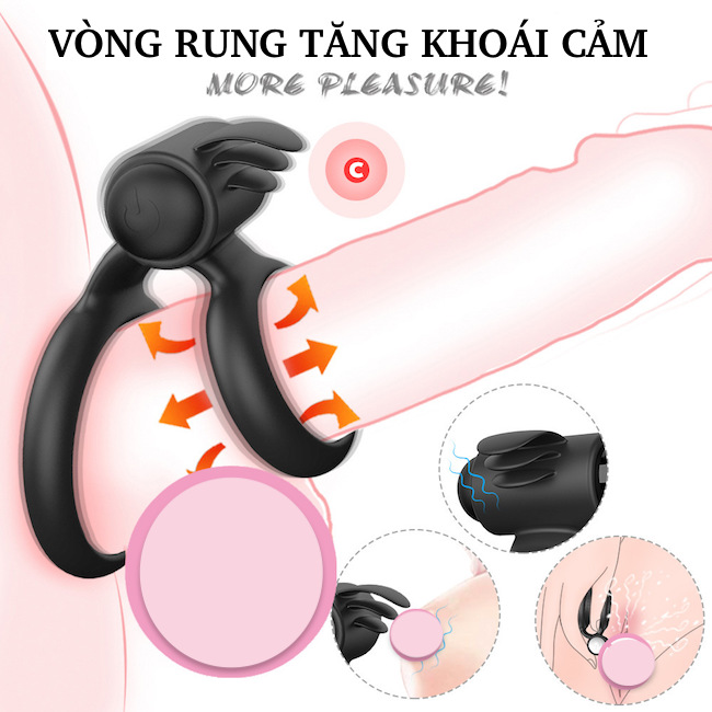 Vòng rung đôi S-Hande Crawler gai nổi đeo dương vật tăng khoái cảm