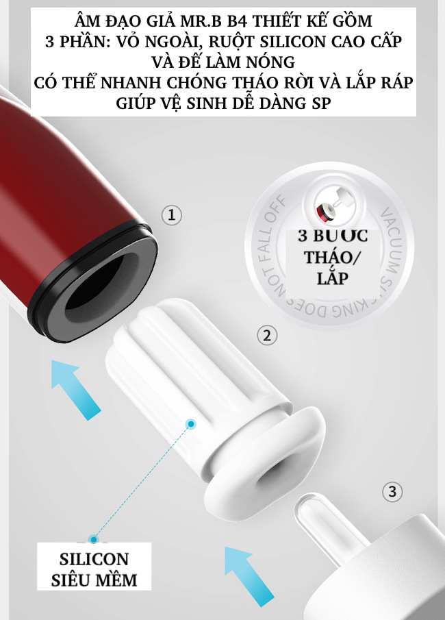 Âm đạo giả Mr.B B4 cao cấp rung hút tỏa nhiệt sấy khô tự động