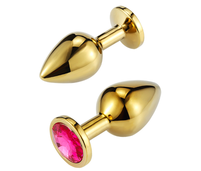 Phích inox cắm hậu môn Anal Toy vàng đính đá tinh tế tăng hưng phấn BDSM