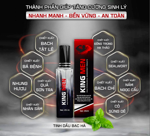 Chai xịt King Men chống xuất tinh sớm tăng cường sinh lý nam