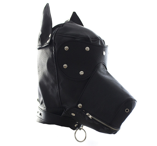 Mặt nạ bạo dâm hình đầu chó sói có khóa miệng Da PU cao cấp