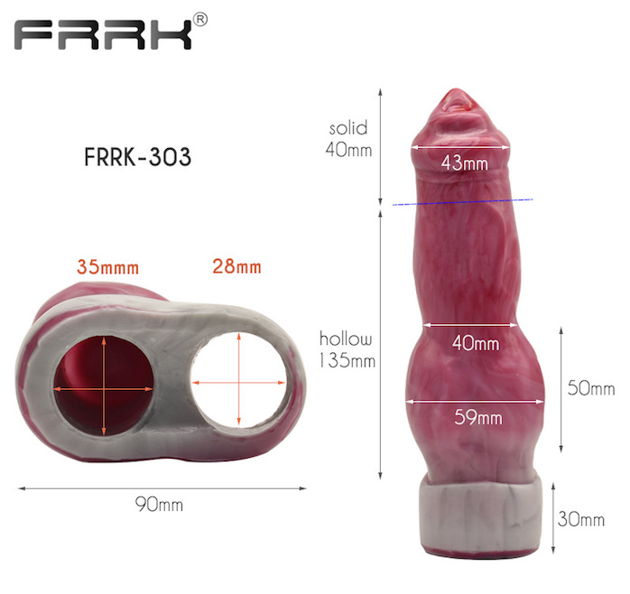 Bao cao su đôn dên FRRK FR‑303 giống dương vật của chó sói có quai đeo