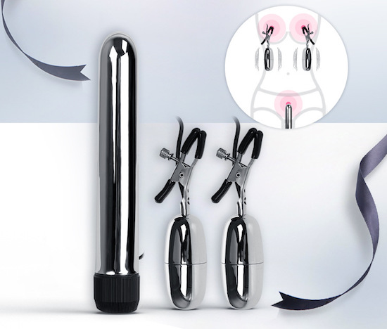 Bộ thanh rung điểm G Turbo Nippleclamps kèm kẹp vú kích thích
