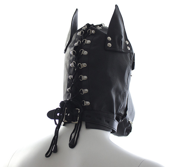 Mặt nạ bạo dâm hình đầu chó sói có khóa miệng Da PU cao cấp