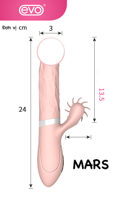 Dương vật cao cấp rung thụt tỏa nhiệt kết hợp lưỡi liếm siêu mềm - Vibrator Evo Mars