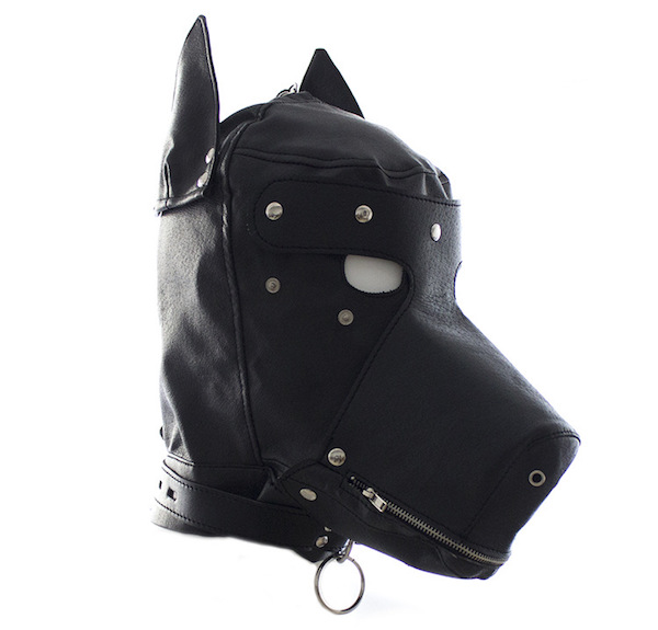 Mặt nạ bạo dâm hình đầu chó sói có khóa miệng Da PU cao cấp