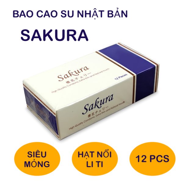 Bao cao su Sakura chính hãng Nhật Bản hộp 12 chiếc siêu mỏng loại tốt