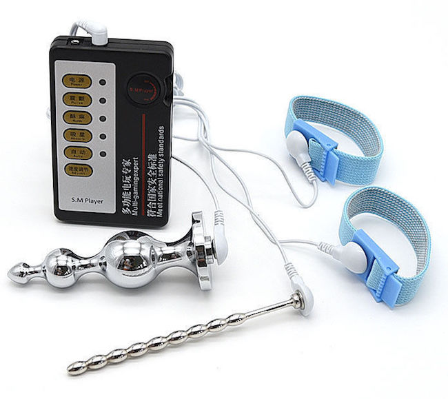Bộ xung điện kích thích hậu môn niệu đạo bằng kim loại sextoy bạo dâm