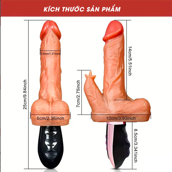 Dương vật giả cầm tay đa năng rung lưỡi liếm kích thích điểm G
