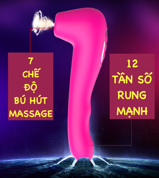 Máy bú mút kết hợp chày rung hai đầu toả nhiệt kích thích điểm G