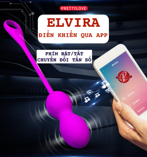 Trứng rung PrettyLove Elvira cao cấp điều khiển app điện thoại