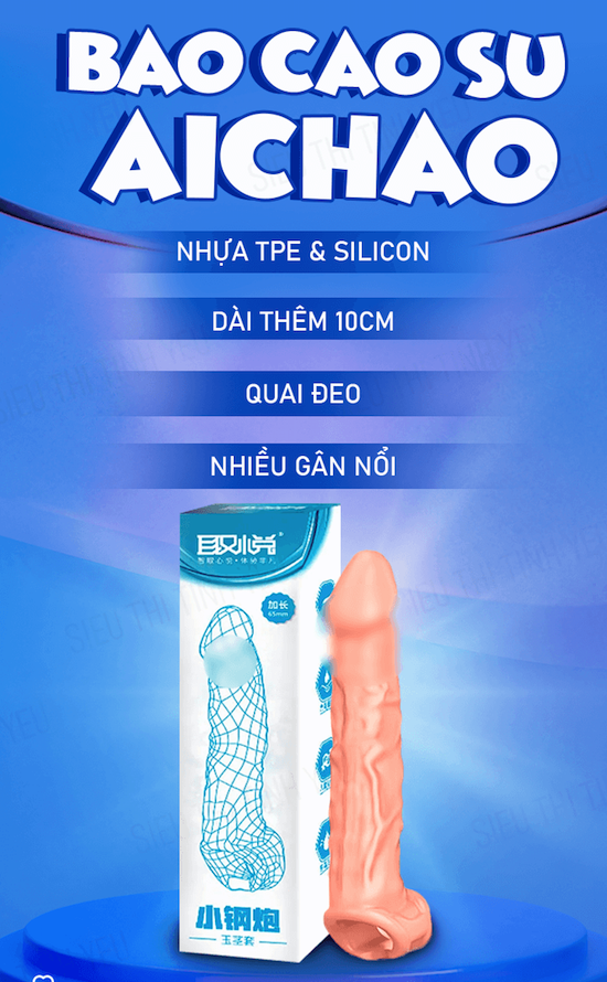 Bao cao su đôn dên có quai đeo tròng bìu da người giống thật