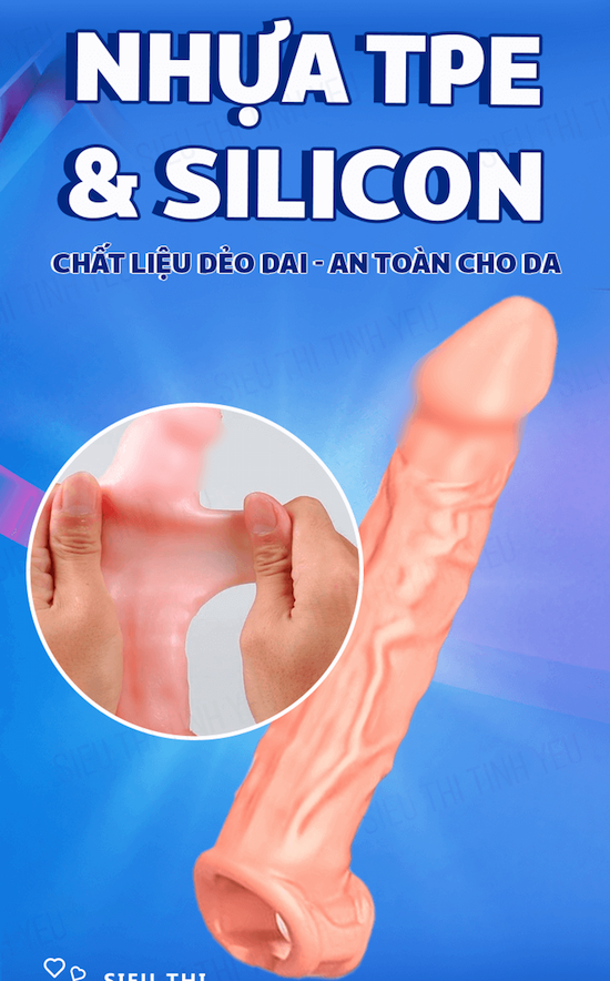 Bao cao su đôn dên có quai đeo tròng bìu da người giống thật