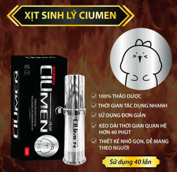Xịt Ciumen Plus màu trắng kéo dài thời gian chống xuất tinh sớm an toàn