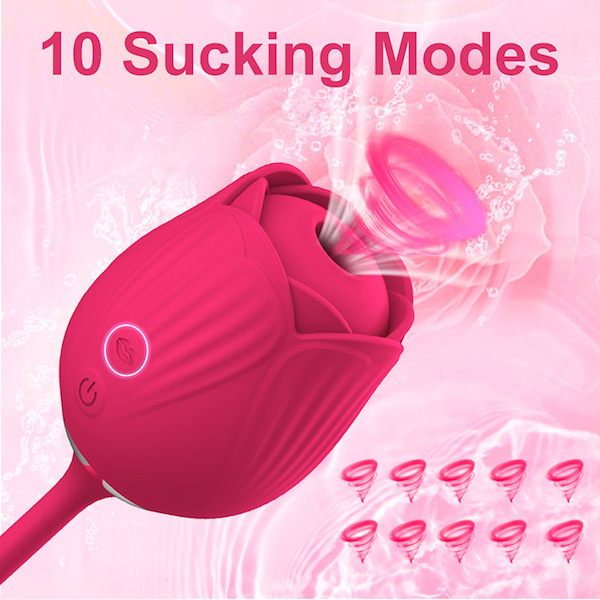 Trứng rung hoa hồng 2 đầu thụt hút bú mút điểm G nữ