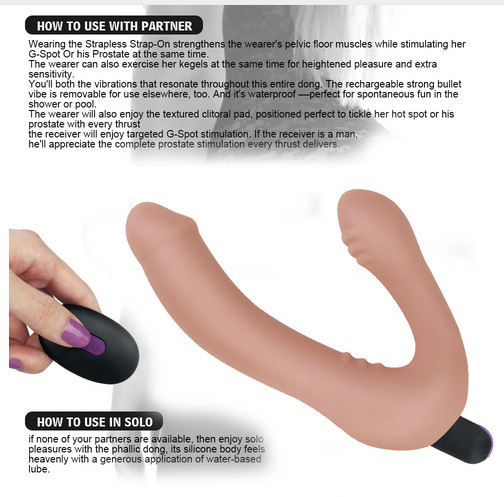 Dương vật giả 2 đầu Lovetoy Ijoy Strapless 10 chế độ rung sạc điện