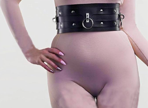 Bộ thắt lưng khóa tay liền đùi da PU đỏ bạo dâm kích thích