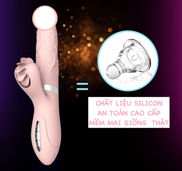 Dương vật cao cấp rung thụt tỏa nhiệt kết hợp lưỡi liếm siêu mềm - Vibrator Evo Mars