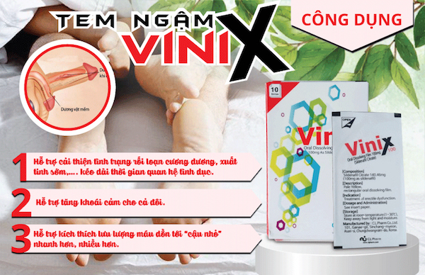 Tem ngậm Vinix 100mg tăng cường sinh lý của Hàn Quốc kéo dài thời gian