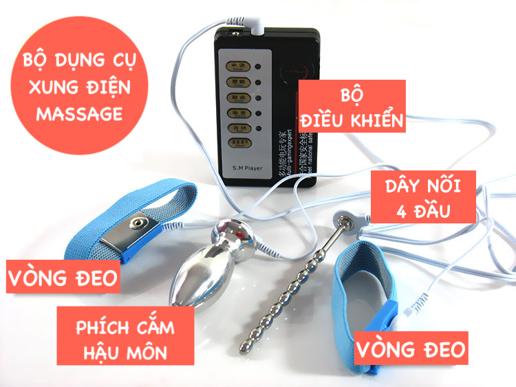 Bộ dụng cụ xung điện massage hậu môn và dương vật cực phê