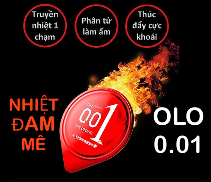 Bao cao su Olo thin 0.01 đỏ Square Red gai nổi siêu mỏng hộp 10c