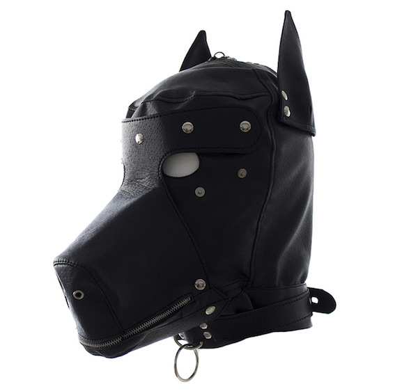 Mặt nạ bạo dâm hình đầu chó sói có khóa miệng Da PU cao cấp