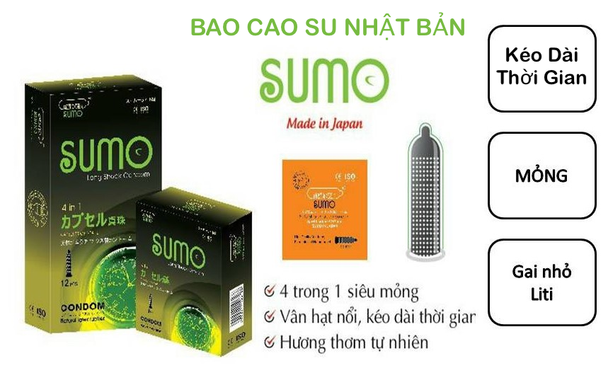 Bao cao su Sumo long shock 4 in 1 gân gai hộp 12c shop bcs giá rẻ