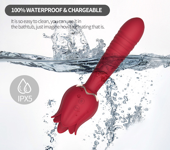 Dương vật giả 2 đầu rung thụt kèm lưỡi liếm hình bông hoa hồng chày rung massage Dương vật giả 2 đầu rung thụt kèm lưỡi liếm hình bông hoa hồng chày rung massage