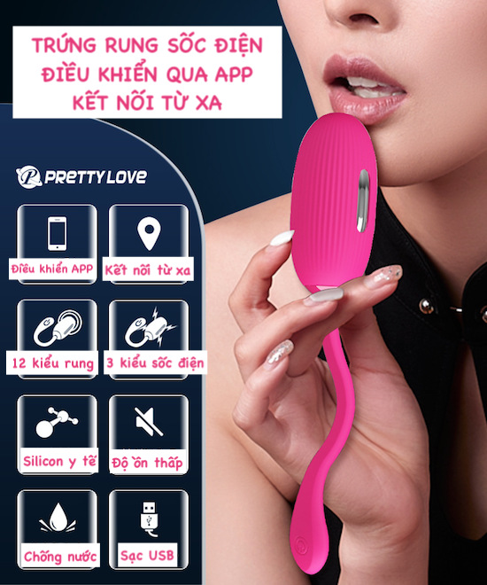 Trứng rung thông minh Pretty Love Doreen sốc điện điều khiển qua app kết nối bluetooth