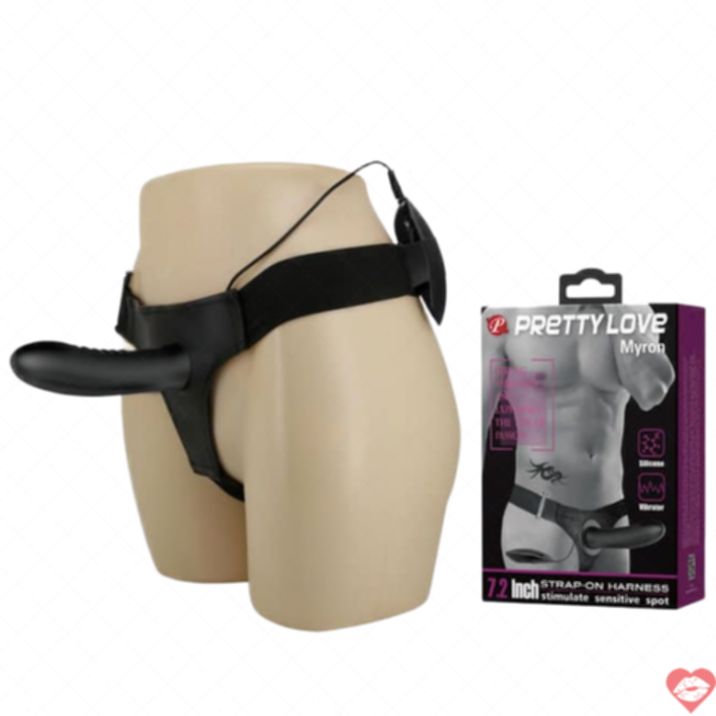 Strap-on Rỗng Myron 18cm Rung Đen Cuồng Nhiệt 