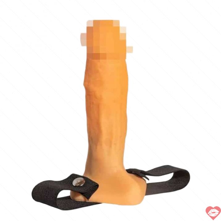 Strapon Jagaga Rỗng 17.6cm Da Thật Hoang 