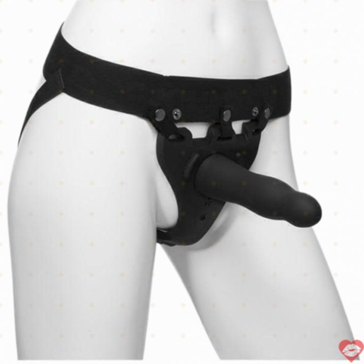 Strap-on Rỗng Doc Johnson Đen 17.7cm Rung Đỉnh 