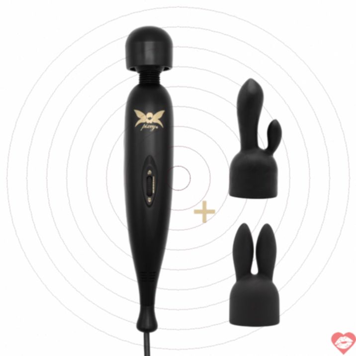 Pixey Wand Massage Đen 29cm Rung Mạnh Phụ Kiện Đầy 