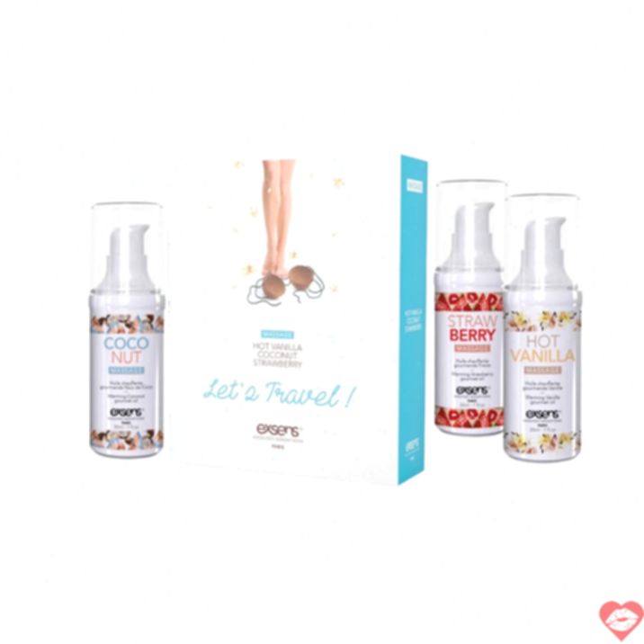 Exsens Massage Nóng 3x30ml Du Lịch Gợi Tình Nóng Bỏng 