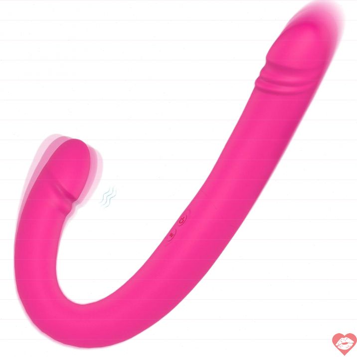 Fake Đầu Đôi 43cm Hồng Dao Động Lesbian Nóng 