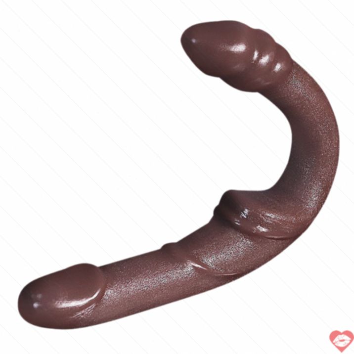 Dildo Đôi Cong G-spot Nâu 33cm Không Đai Kích Thích Mạnh 