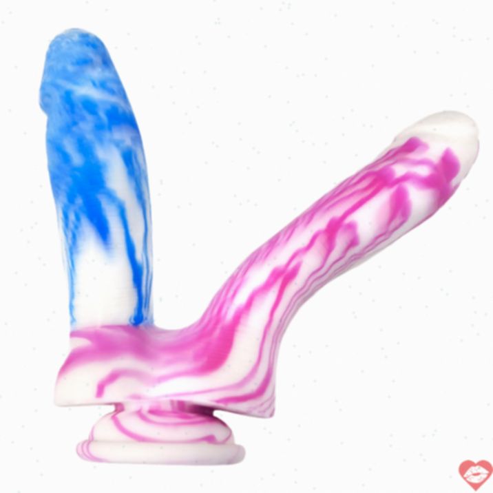 Dildo Đôi Silicone Marble Hồng Xanh Kích Gấp Đôi Siêu 