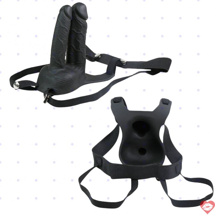 Strap On Hollow Rung Đâm Đôi Dildo Sâu Đỉnh Cao Điên 