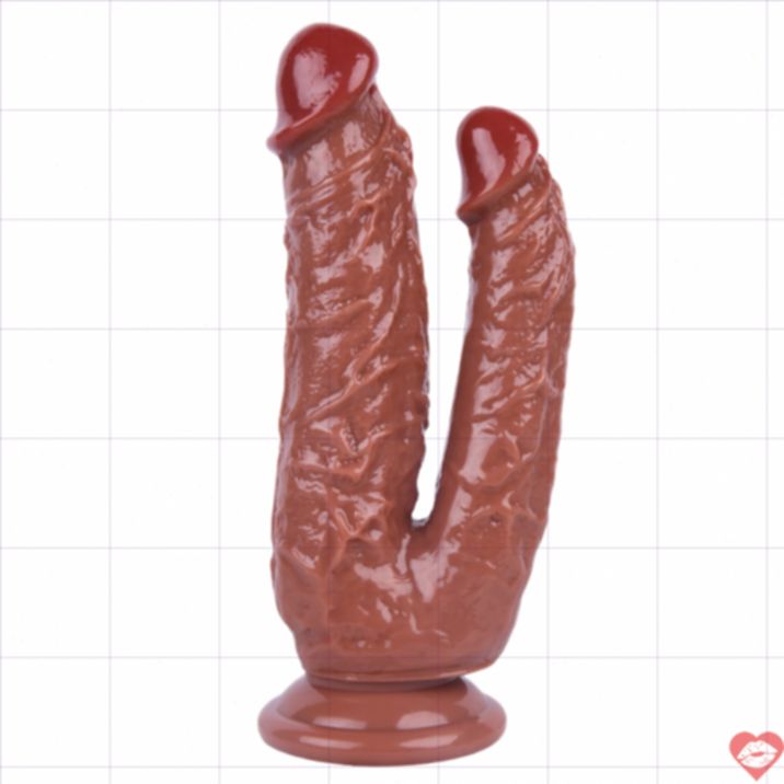 Brown Double Dildo Texture Xuyên Thủng Thực Đỉnh 