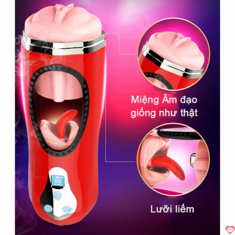 Âm đạo giả rung toả nhiệt kèm lưỡi bú Jiuai Masturbation Cup 