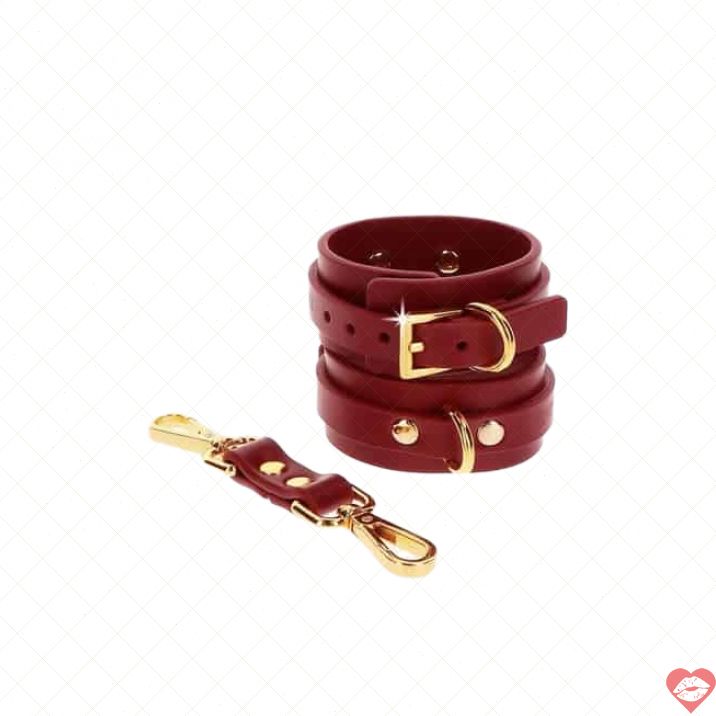Còng Tay Taboom Đỏ Da BDSM Cao Cấp Gợi Cảm 