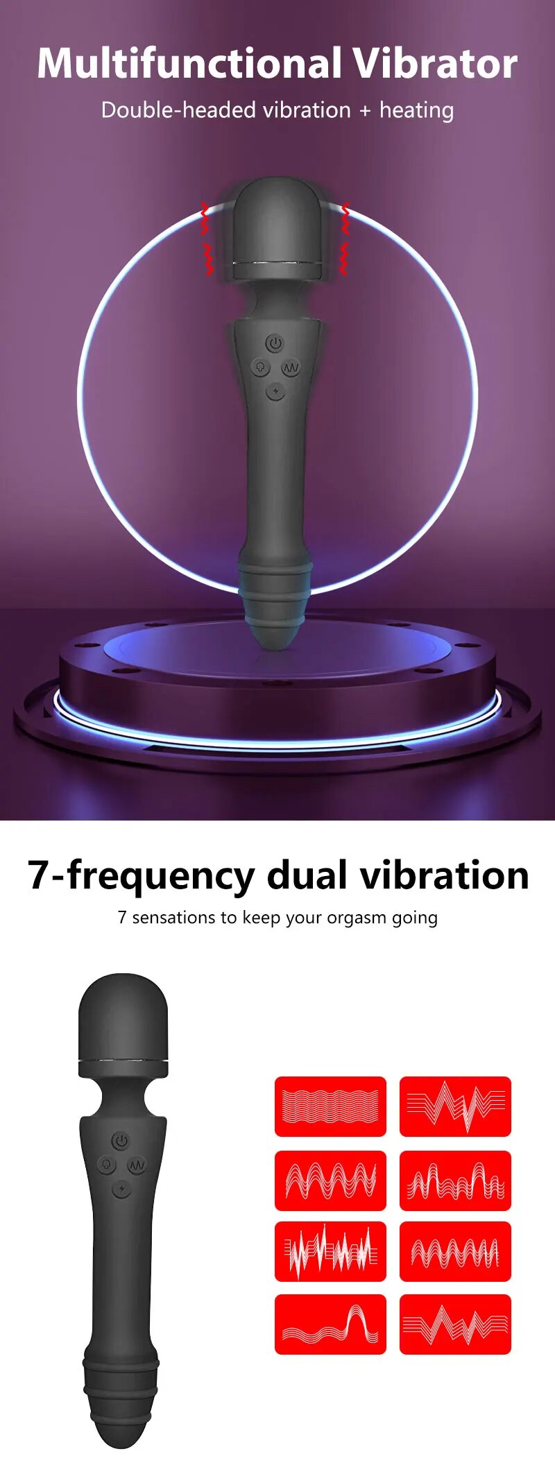 Chày rung AV Stick 2 đầu rung toả nhiệt massage điểm G dễ dùng