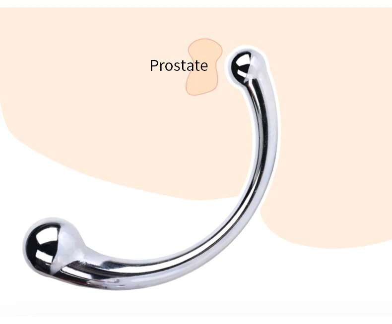 Que inox hai đầu cong chữ C massage kích thích hậu môn tuyến tiền liệt