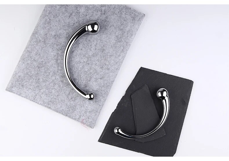 Que inox hai đầu cong chữ C massage kích thích hậu môn tuyến tiền liệt